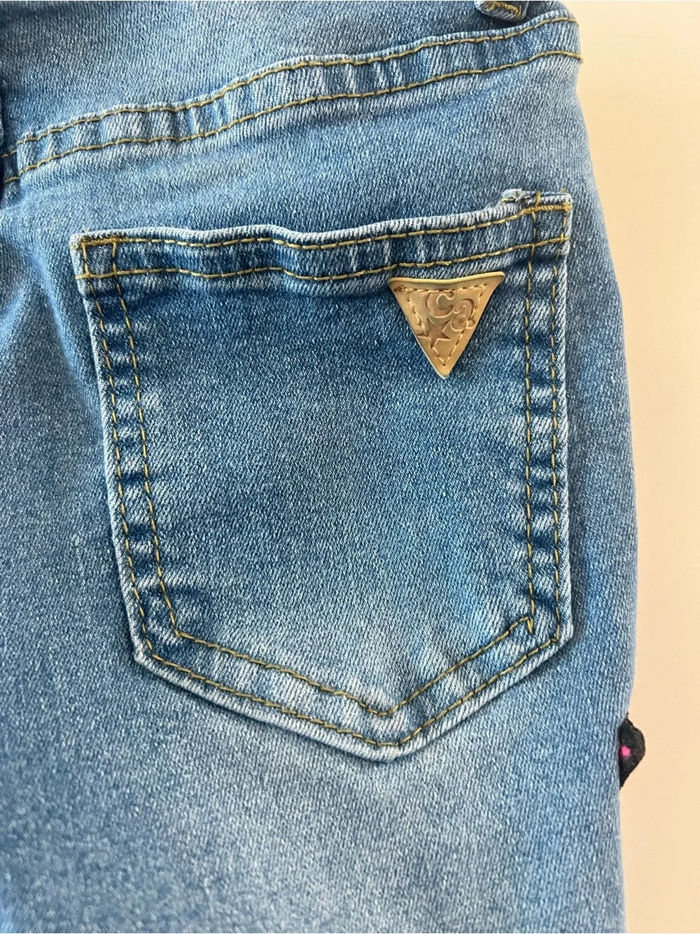 Girls' Light Blue Embroidered Patch Jeans Queen Diva